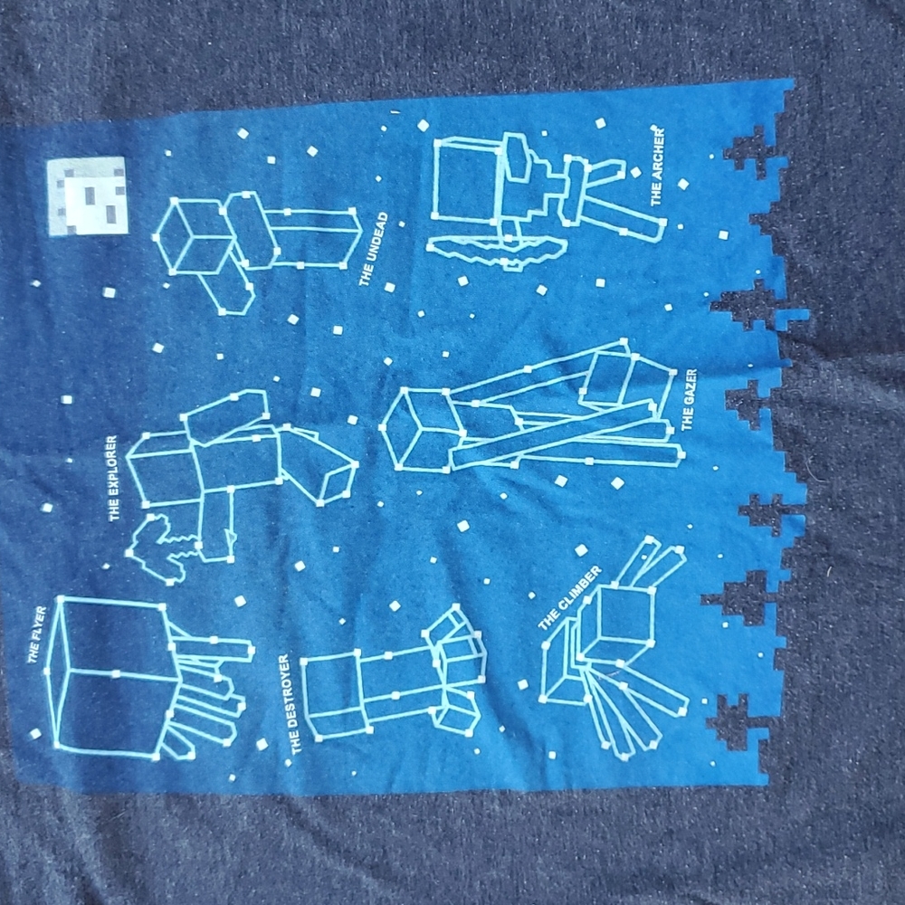 Mojang Minecraft Constellation Stars Grey Short Sleeve T-Shirt Youth XL Gaming - Picture 2 of 4